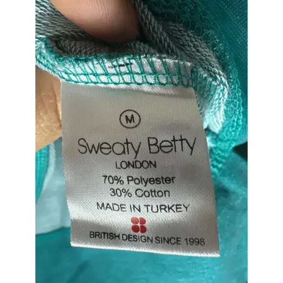 Sweaty Betty Chelsea Crop Sweatshirt Crewneck Teal Long Sleeve Size M Athleisure - Picture 8 of 9